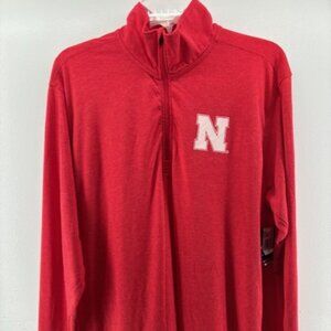 Champion L Nebraska Huskers 3/4 Zip Mock Neck Pullover Collegiate Athleisure